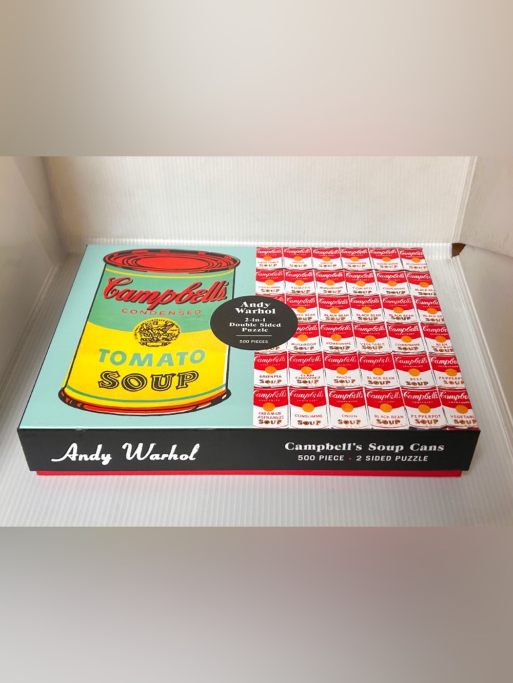 ANDY WARHOL CAMPBELL’S SOUP 500 PC DOUBLE SIDED PUZZLE - Picture 2 of 2